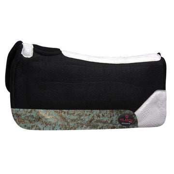 Western Wool Felt Horse Saddle Pad W/ White Alligator Print Leather